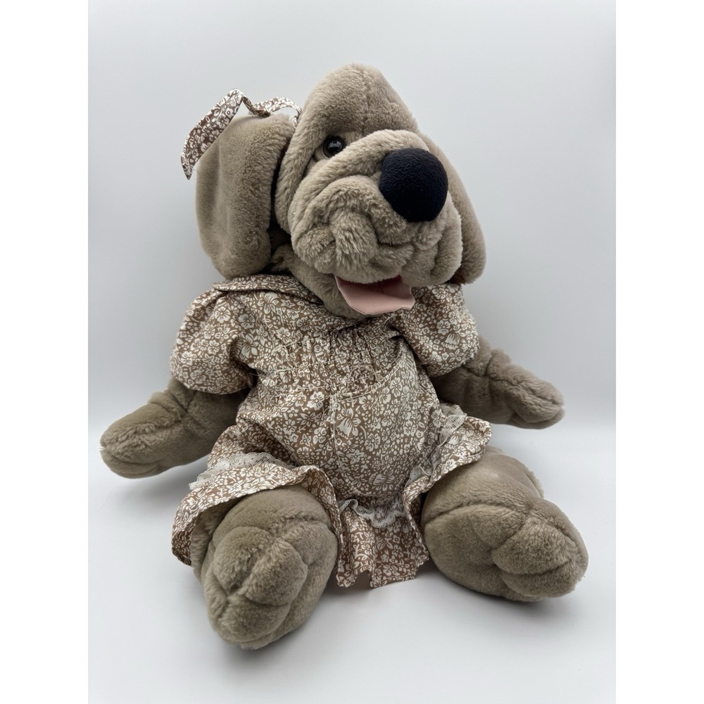 Ganz Wrinkles Plush Puppet Dog Puppy Girl Dress Vintage 12"